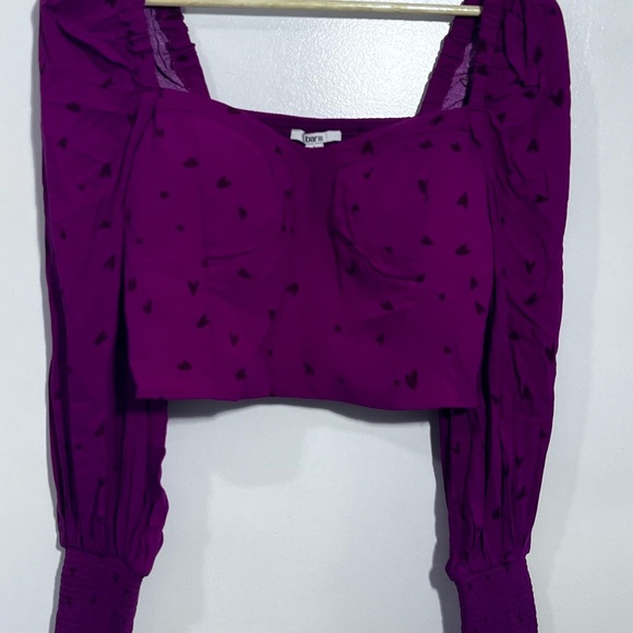 Fuchsia Heart Print Women's Top - Picture 2 of 9